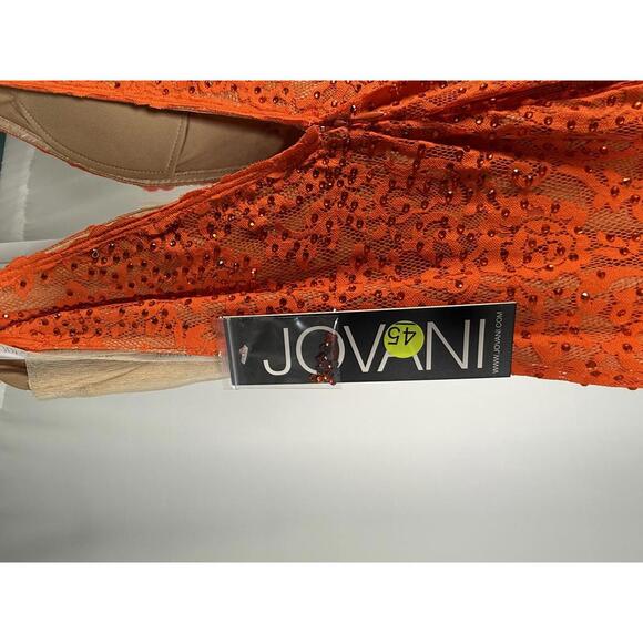 Jovani 08674 Orange Nude Plunging Neck Lace Dress Size 0 NWT - Picture 8 of 9